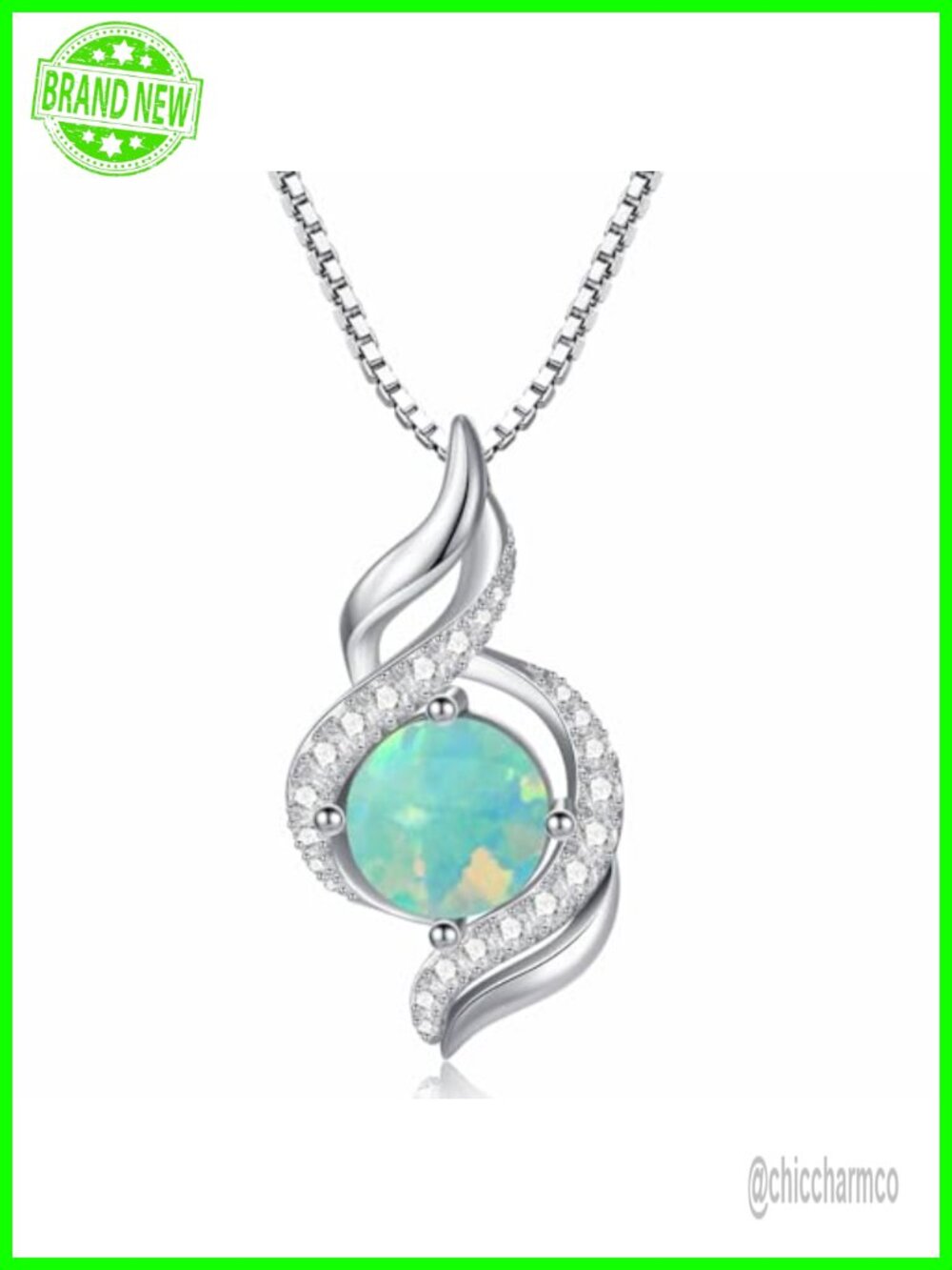 925 Sterling Silver Infinity Swirl Opal Pendant Necklace Adjustable Chain